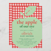 私たちの目の中のリンゴ 緑 赤 ベビーシャワー 招待状 (正面/裏面)