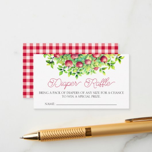 私たちの目の感謝のおむつラッフルのリンゴ エンクロージャーカード (正面/裏面インサイチュ)