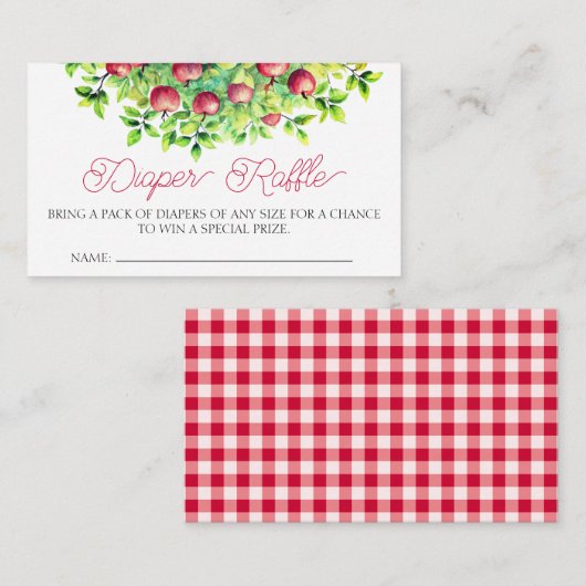 私たちの目の感謝のおむつラッフルのリンゴ エンクロージャーカード (正面/裏面)