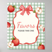 私たちの目の赤ちゃんシャワーのギンガムアップルの好意サイン ポスター (正面)