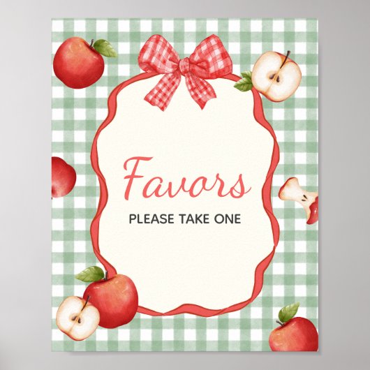 私たちの目の赤ちゃんシャワーのギンガムアップルの好意サイン ポスター (正面)