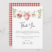 私たちの目の赤ちゃんシャワーのリンゴありがとう サンキューカード (正面/裏面)