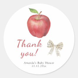 私たちの目の赤ちゃんシャワーのリンゴありがとう ラウンドシール
