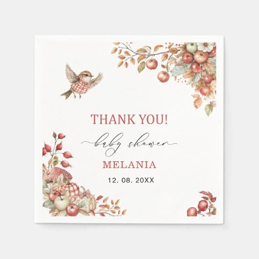 私たちの目の赤ちゃんシャワーのリンゴの水の色 スタンダードカクテルナプキン (正面)