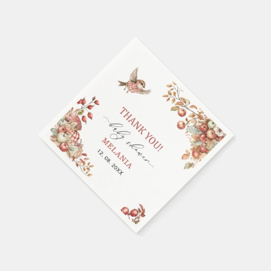 私たちの目の赤ちゃんシャワーのリンゴの水の色 スタンダードカクテルナプキン (角)