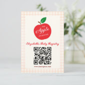 私たちの目の赤ちゃんシャワーのレジストリのりんご エンクロージャーカード (スタンド正面)