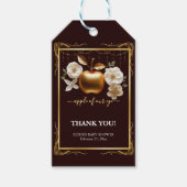 私たちの目を引くエレガントなゴールドのアップルベイビーシャワー ギフトタグ (正面)