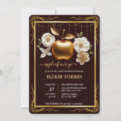 私たちの目を引くエレガントなゴールドのアップルベイビーシャワー 招待状 (正面)