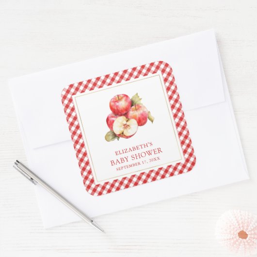 私たちの目玉の秋のリンゴベイビーシャワー スクエアシール (封筒)