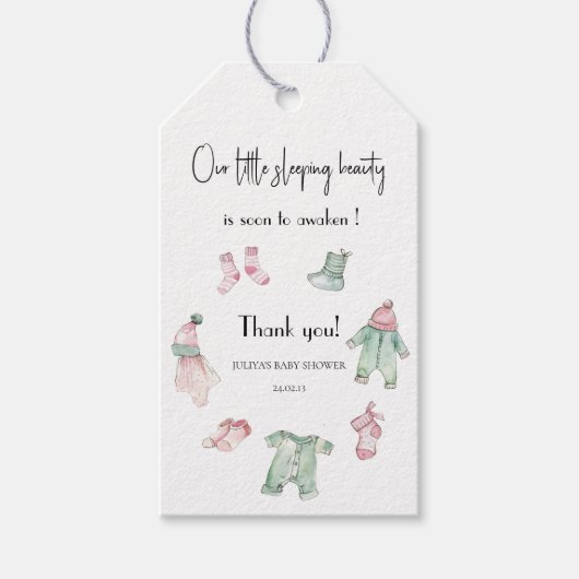 私たちの眠っている美しいの赤ちゃんシャワー ギフトタグ (正面)