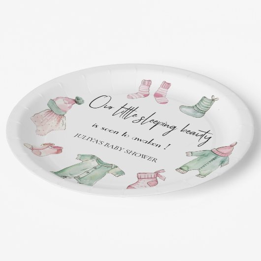 私たちの眠っている美しいの赤ちゃんシャワー ペーパープレート (アングル)