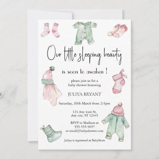 私たちの眠っている美しいの赤ちゃんシャワー 招待状 (正面)