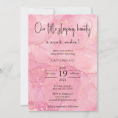 私たちの眠る美しいピンクの赤ちゃんシャワー 招待状 (正面)