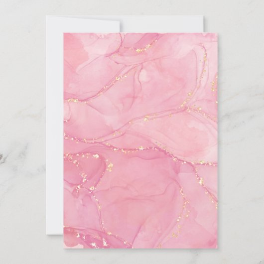 私たちの眠る美しいピンクの赤ちゃんシャワー 招待状 (裏面)