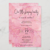 私たちの眠る美しいピンクの赤ちゃんシャワー 招待状 (正面/裏面)