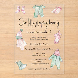 私たちの眠る美しいベビー布ベビーガールシャワー アクリル招待状