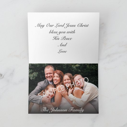 私たちの神の名前イエスキリスト写真グリーティングカード カード (内部)