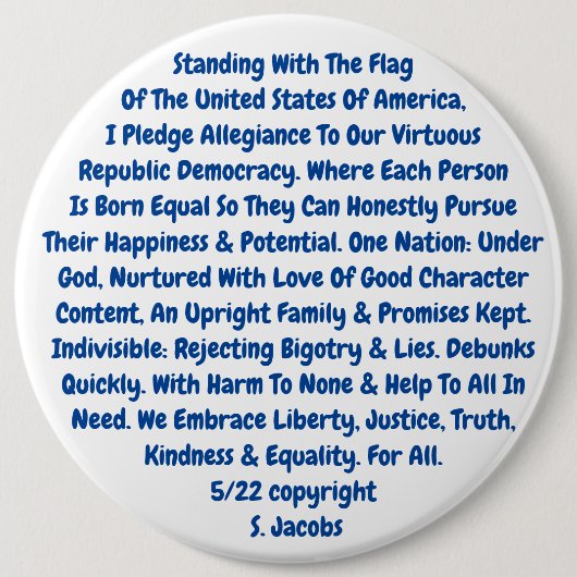 私たちの神聖な価値を生きるボタンのリマインダー 缶バッジ (正面)