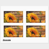 私たちの秋の結婚式ステッカーRect、カントリーひまわり 長方形シール (シート)