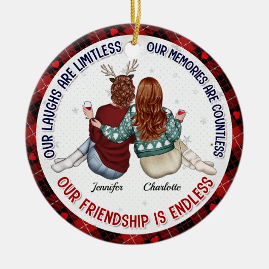 私たちの笑いは無限である – Bestie パーソナライズされた-2 セラミックオーナメント (正面)