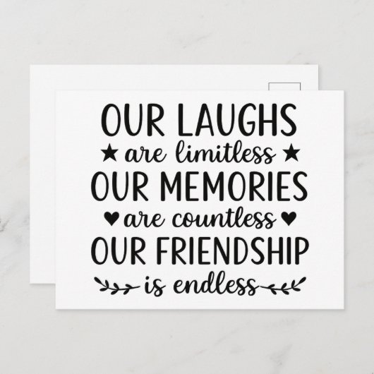 私たちの笑いは無限の友情の名言 ポストカード (正面/裏面)