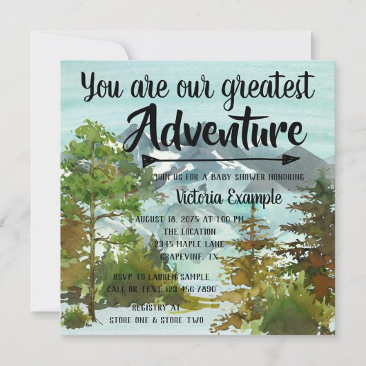 私たちの素晴らしアドベンチャーの赤ん坊のシャワーの習慣 招待状 (正面)