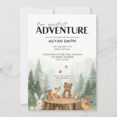 私たちの素晴らしアドベンチャー可愛いウッドランドの赤ん坊シャワー 招待状 (正面)