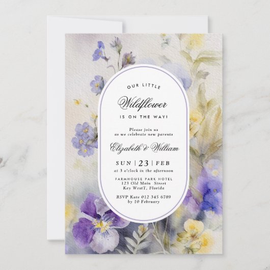 私たちの素朴小さな野草の赤ちゃんシャワー 招待状 (正面)