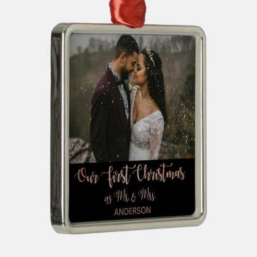 私たちの結婚した初めてのクリスマスのミスター&ミセス メタルオーナメント (右)