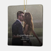 私たちの結婚した初めてのクリスマスの結婚写真 セラミックオーナメント (左)
