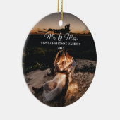 私たちの結婚した初めてのクリスマスミセス・カップルの写真 セラミックオーナメント (右)