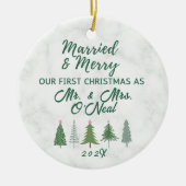 私たちの結婚した初めてのクリスマスメリーと セラミックオーナメント (正面)