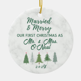 私たちの結婚した初めてのクリスマスメリーと セラミックオーナメント