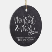 私たちの結婚した初めてのクリスマスメリーの写真 セラミックオーナメント (右)
