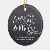 私たちの結婚した初めてのクリスマスメリーの写真 セラミックオーナメント (左)