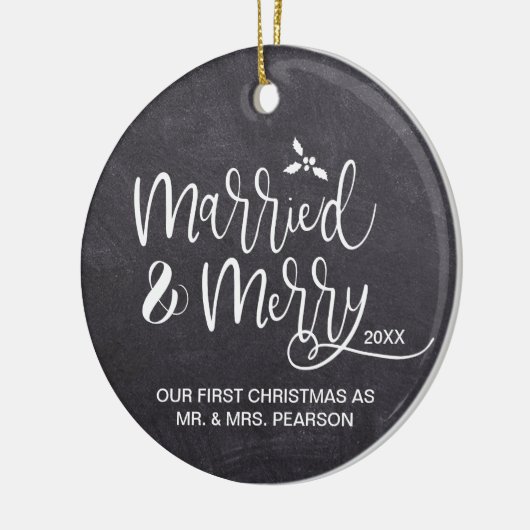 私たちの結婚した初めてのクリスマスメリーの写真 セラミックオーナメント (左)