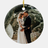 私たちの結婚した初めてのクリスマスメリーの写真 セラミックオーナメント (裏面)