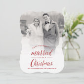 私たちの結婚した小さな初めてのクリスマスの写真結婚の シーズンカード (スタンド正面)