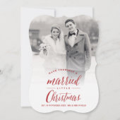 私たちの結婚した小さな初めてのクリスマスの写真結婚の シーズンカード (正面)