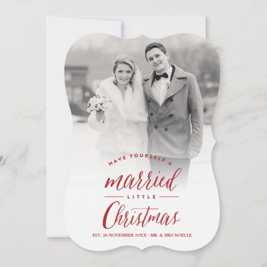 私たちの結婚した小さな初めてのクリスマスの写真結婚の シーズンカード (正面)