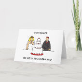 私たちの結婚はキャンセルされました、ユーモアのあるカップル。 案内状 (正面)