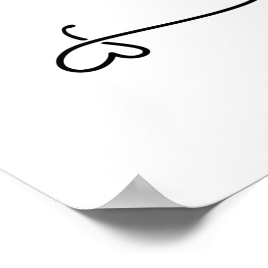 私たちの結婚ようこそハートスワッシュスクリプトサイン ポスター (角)