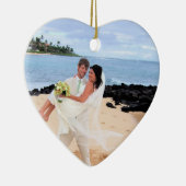 私たちの結婚ピンクのダマスクの渦巻き写真オーナメント セラミックオーナメント (右)