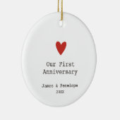 私たちの結婚一周年記念パーソナライズされたハート セラミックオーナメント (右)