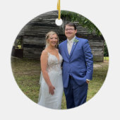 私たちの結婚初めてのクリスマスの写真ミセス セラミックオーナメント (裏面)