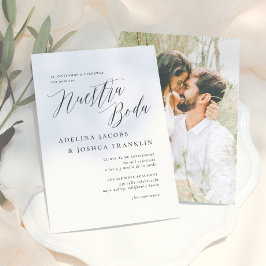 私たちの結婚式のカリグラフィーと写真の結婚式招待状 招待状