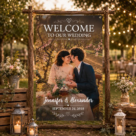 私たちの結婚式のフルフォトウェディングへようこそ 横断幕