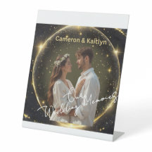 私たちの結婚式の思い出 - エレガントな黒と金の台紙