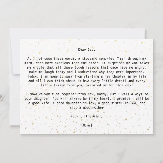 私たちの結婚式の日に父へ シンプル - 名前と日付を追加 (裏面)