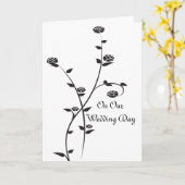 私たちの結婚式の日のカードの白黒のバラ カード (黄色い花)